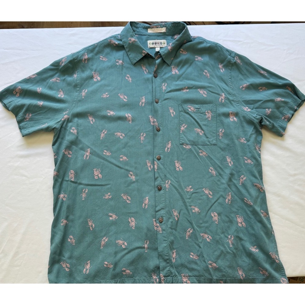 Campia Moda Hawaiian Shirt Men's XXL Blue Crawfish Print New Orleans Jazz Fest